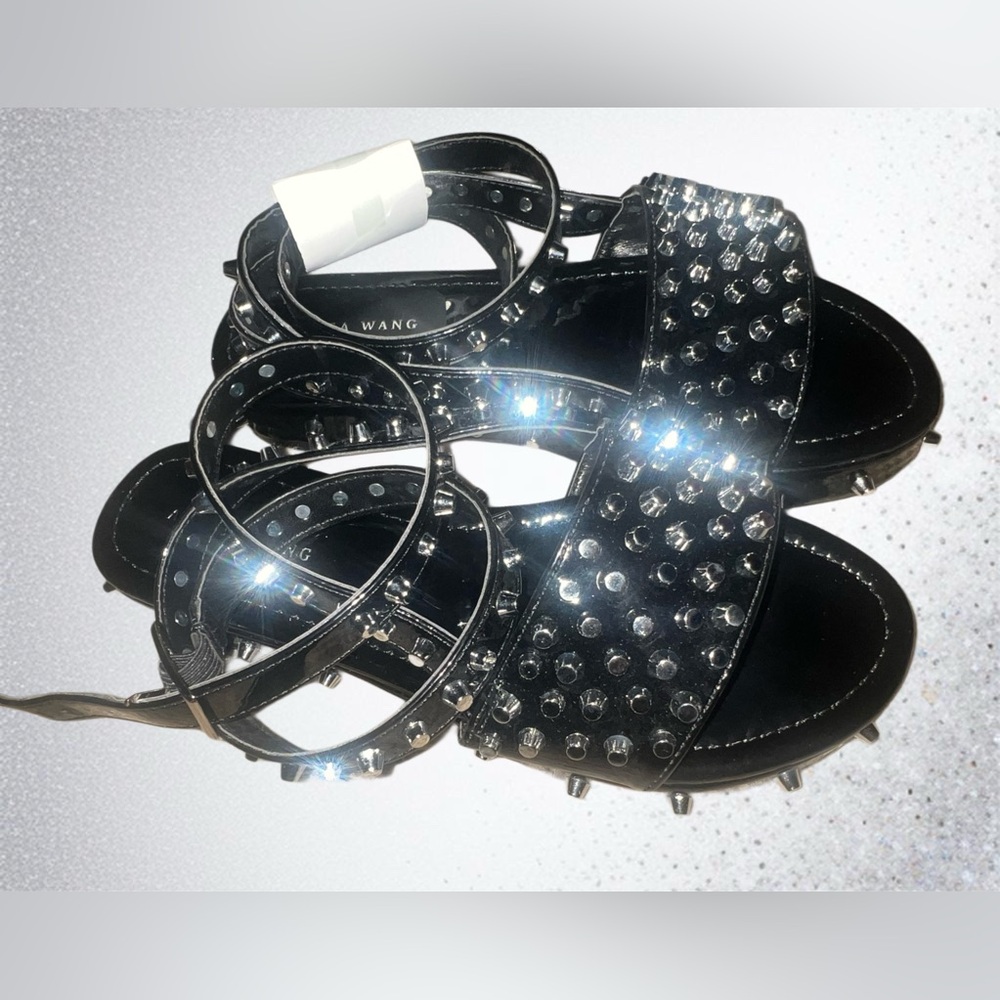 Dolls Kill Goth Punk Glam Vinyl Studded Gladiator Sandals - Picture 3 of 3